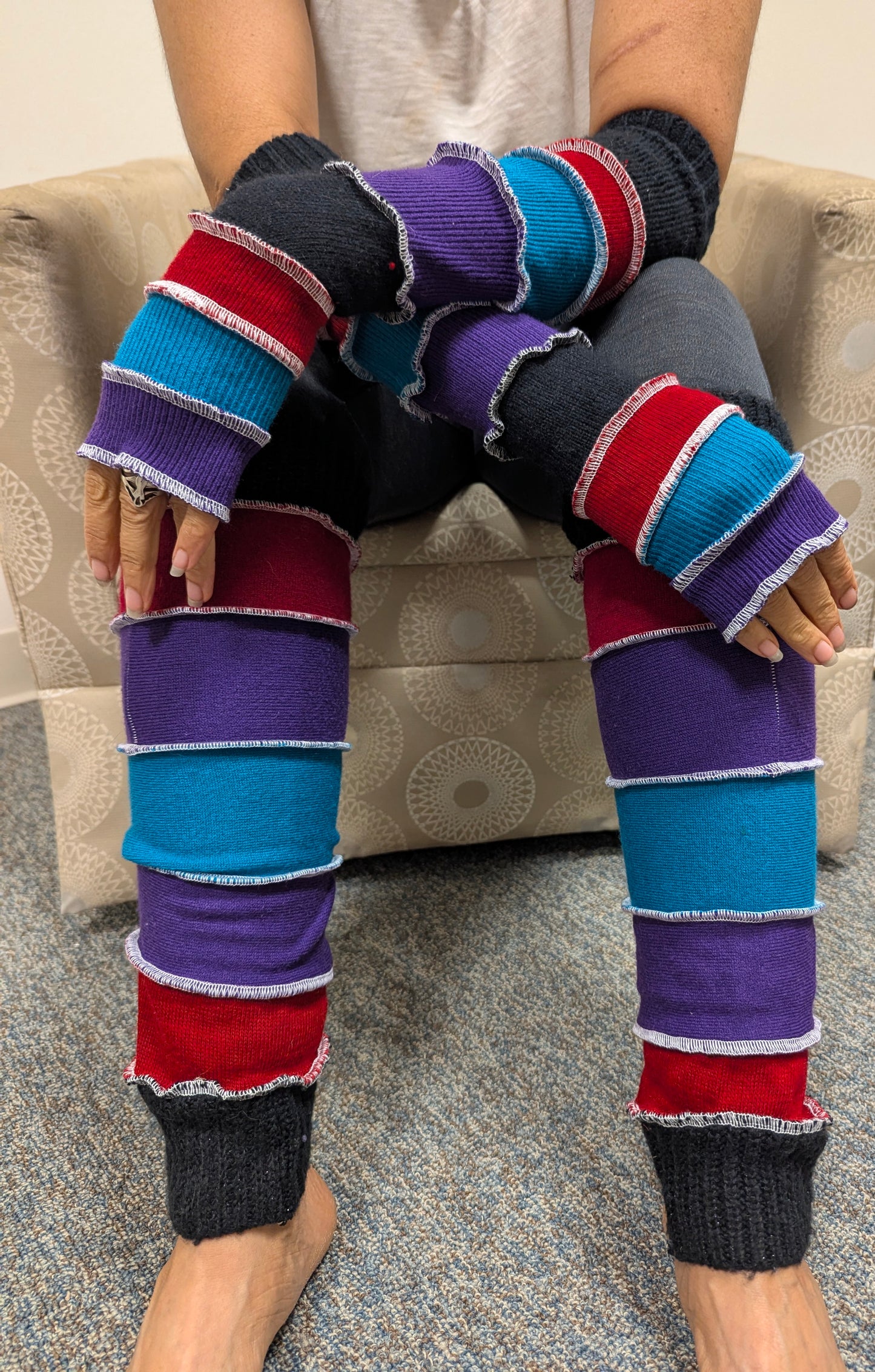 Red, Purple, Black Arm/Leg Warmer Set