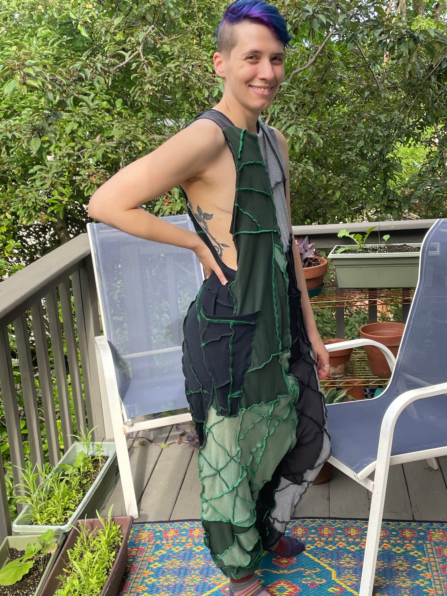 Green, Black, and Gray Harem Style Jumper