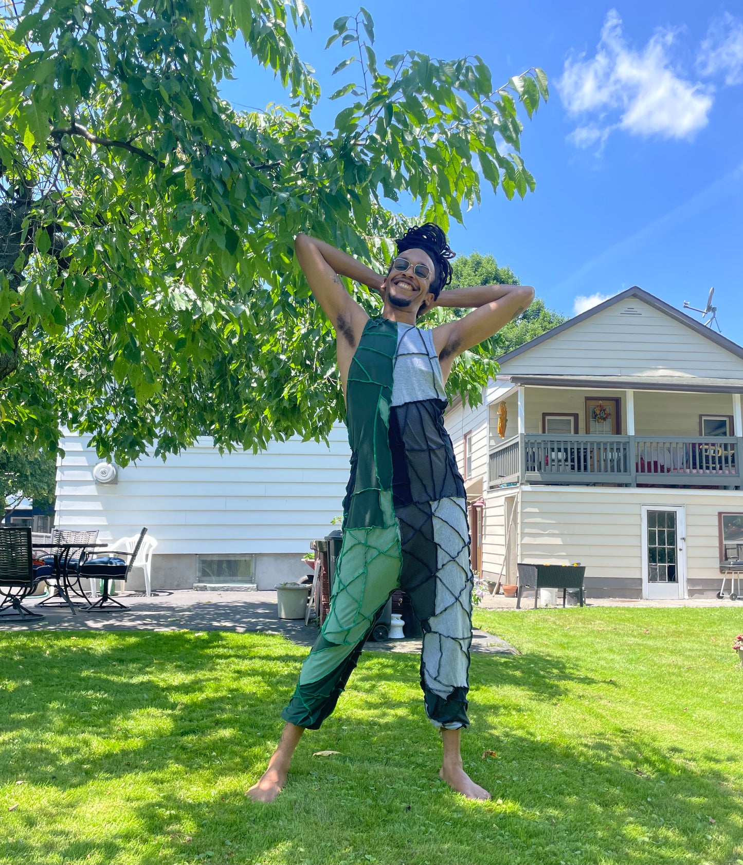 Green, Black, and Gray Harem Style Jumper