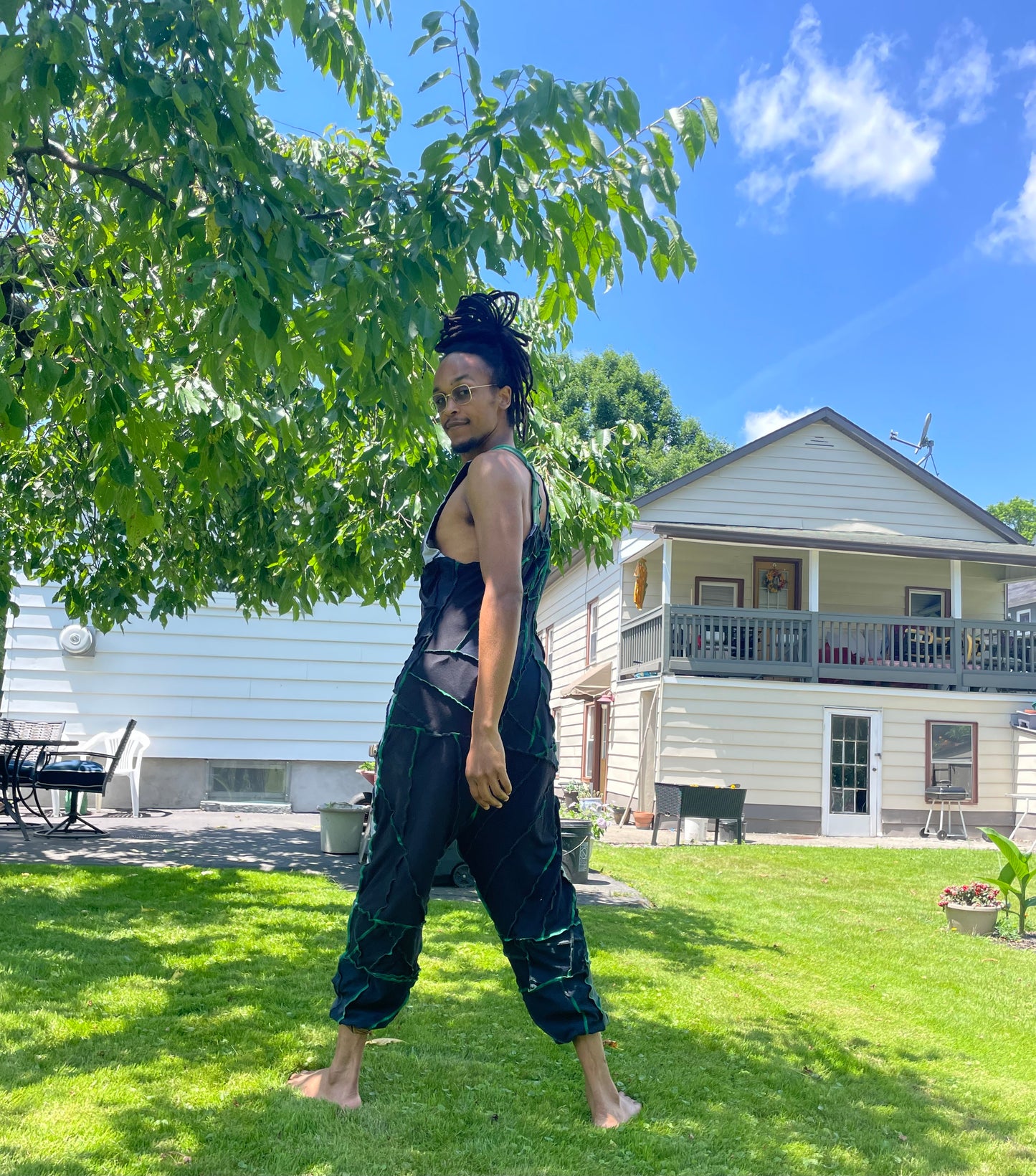 Green, Black, and Gray Harem Style Jumper