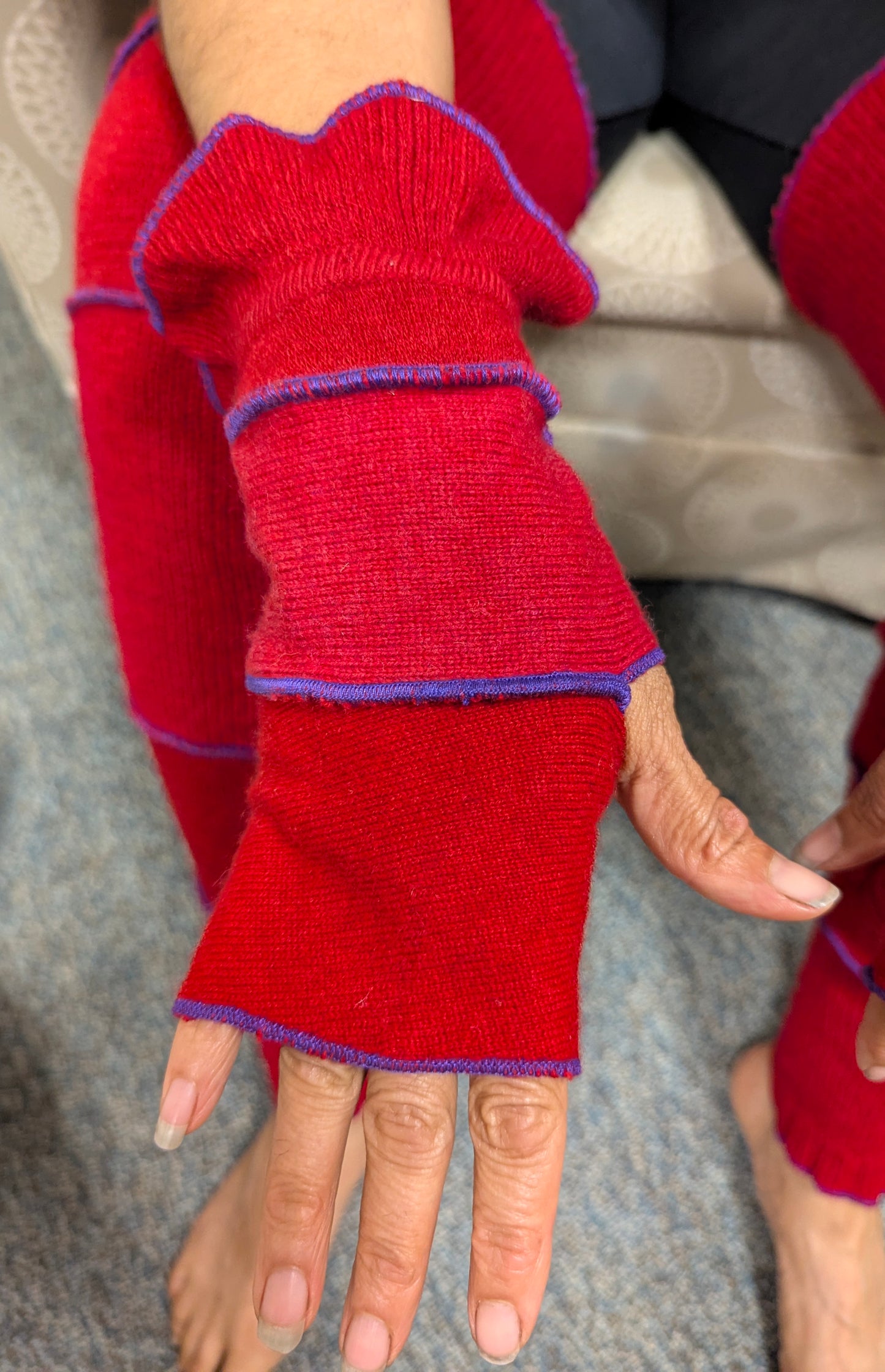 Red Wool Arm/Leg Warmer Set