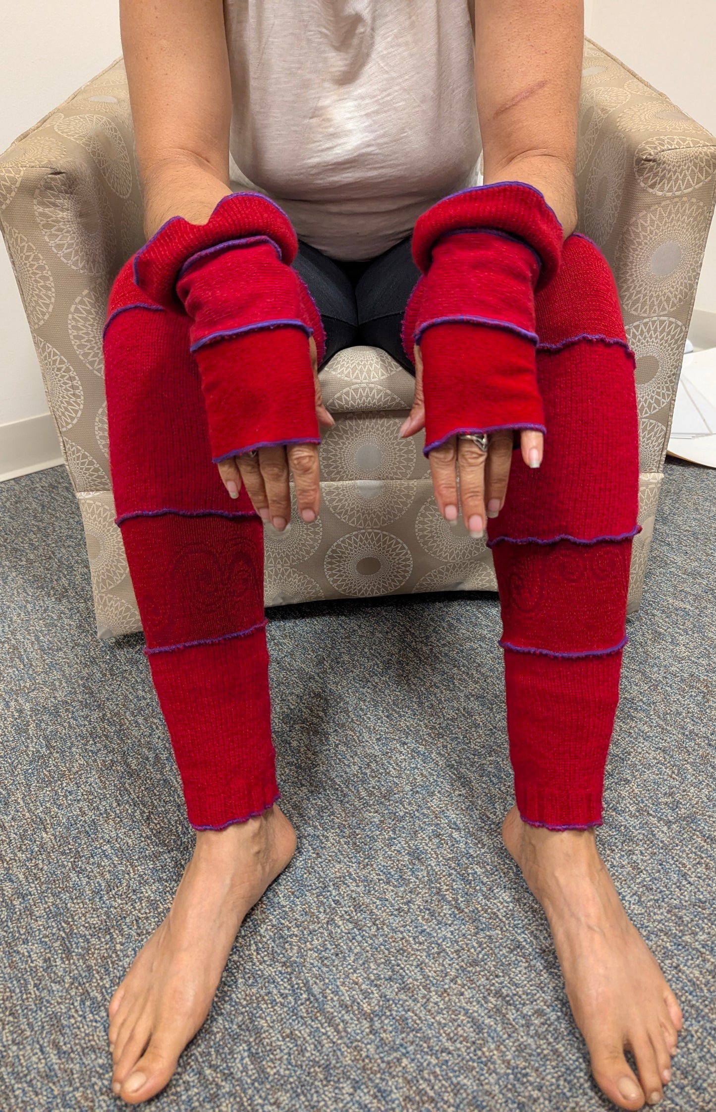 Red Wool Arm/Leg Warmer Set