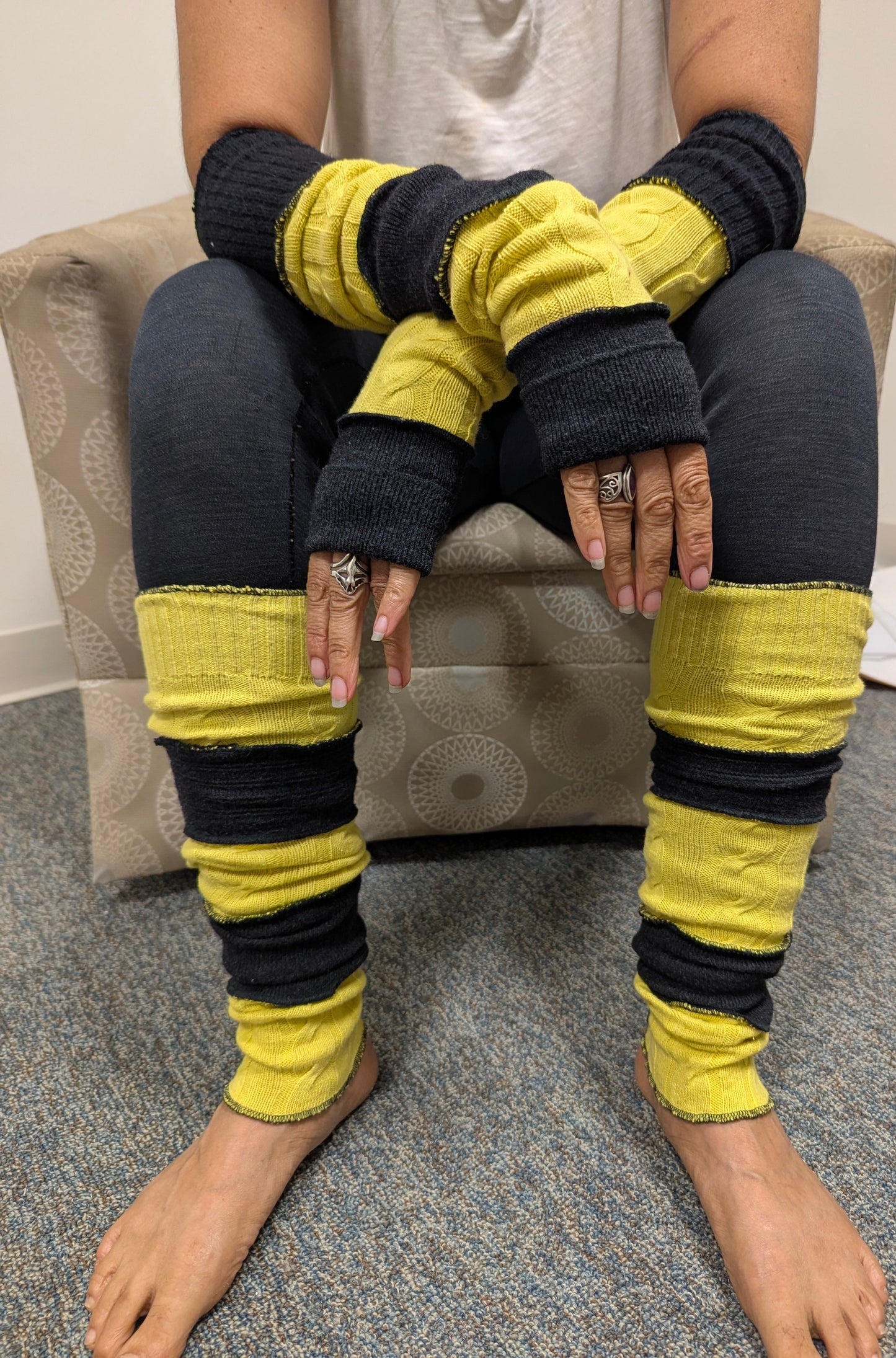 Yellow and Black Arm/Leg Warmer Set