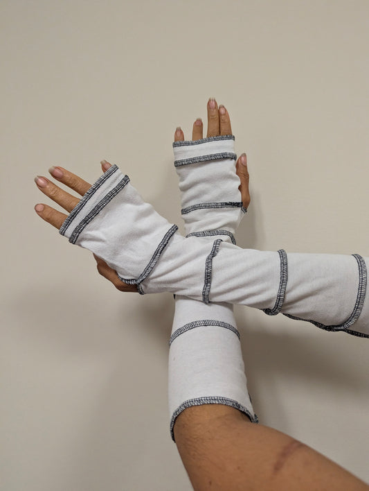 White Black Arm Warmers