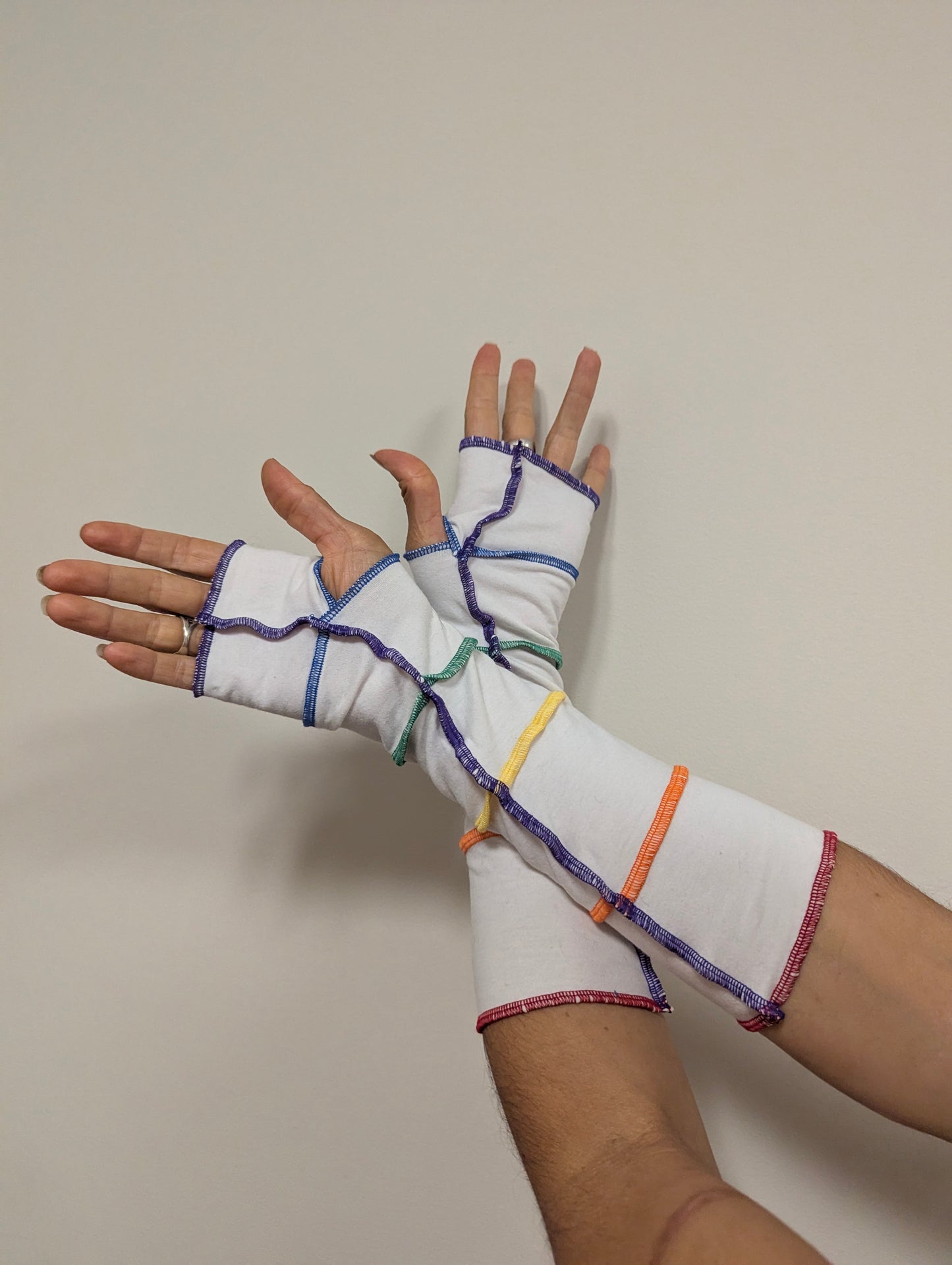 White Rainbow Arm Warmers