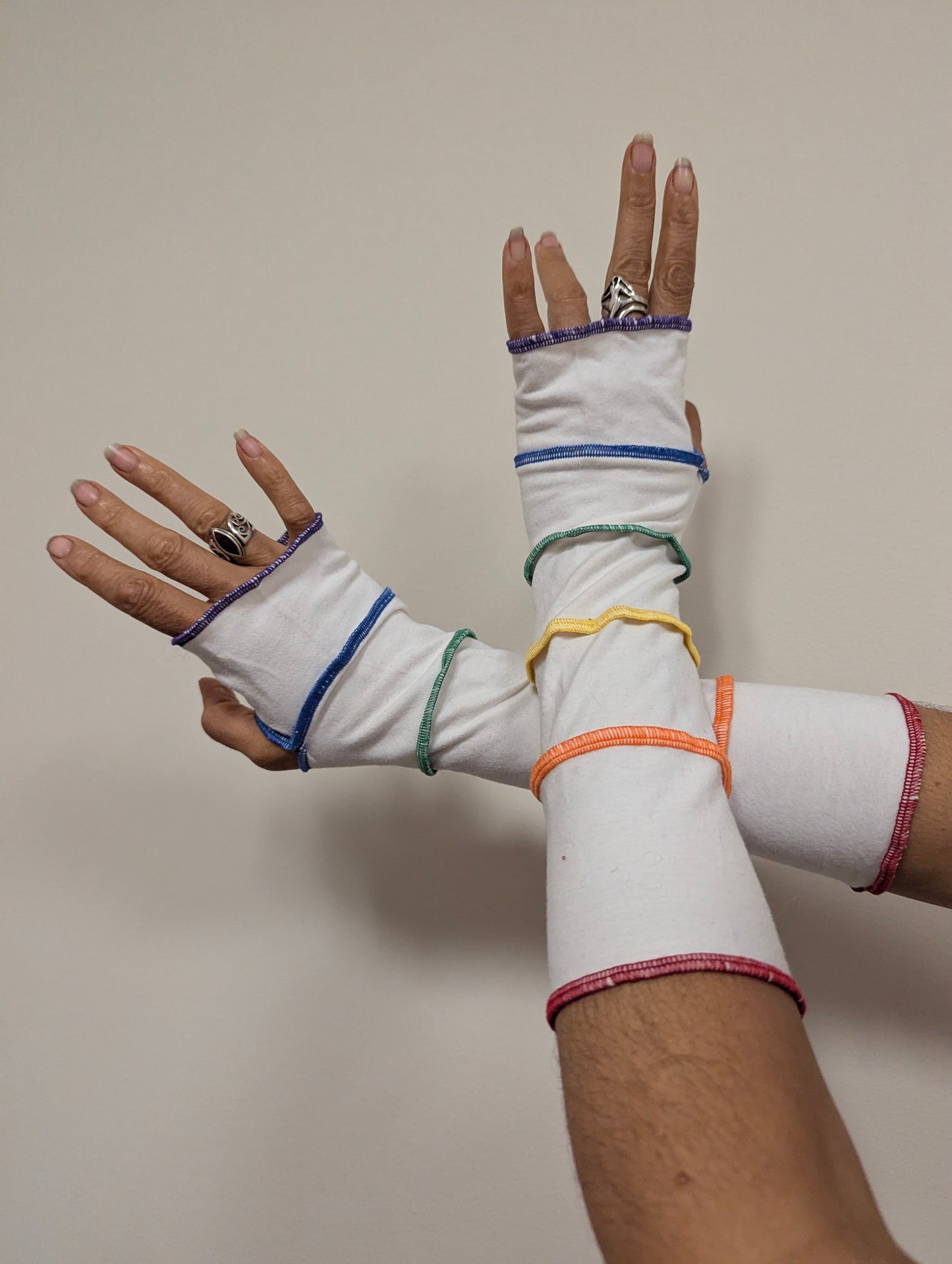 White Rainbow Arm Warmers